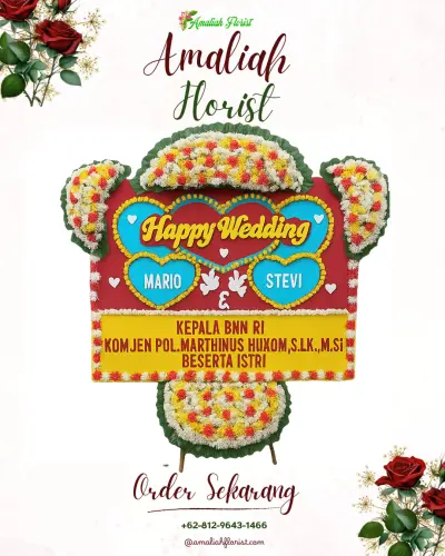 Karangan Papan Bunga Pernikahan di Tegalandong